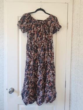 Maurices Navy Floral Dress S Euc